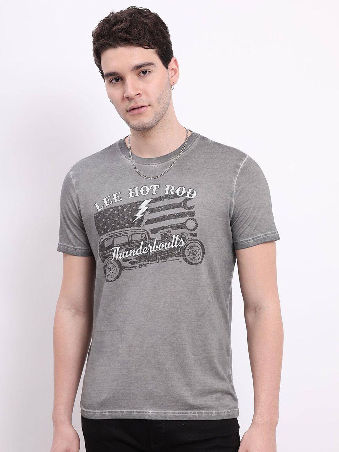 lee typography printed pure cotton slim fit t-shirt