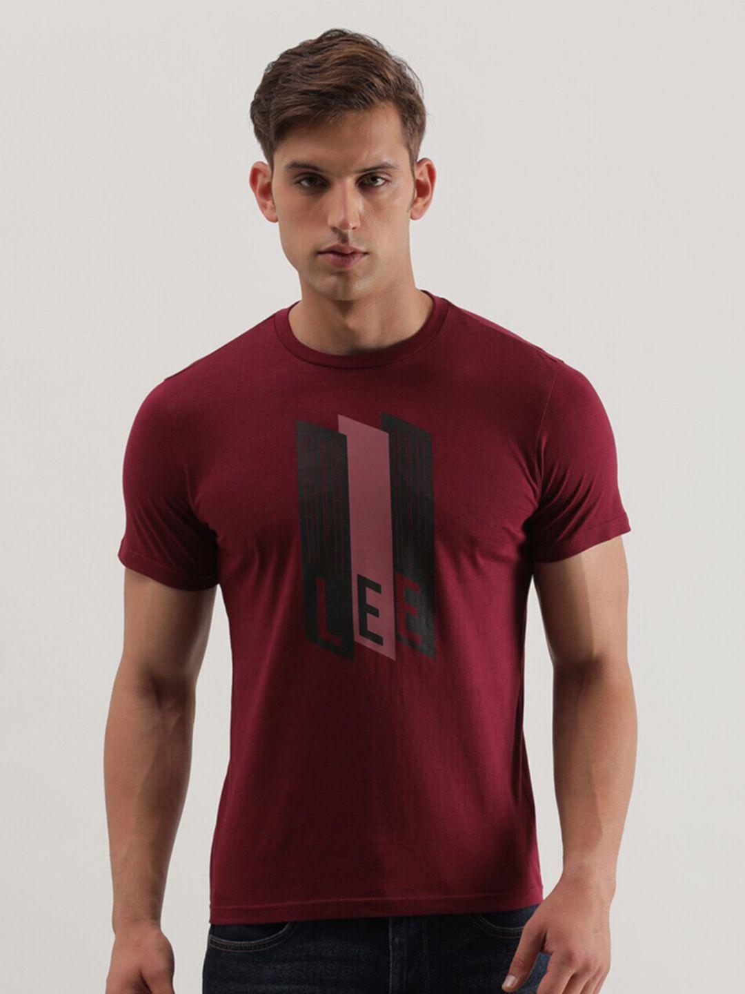 lee typography printed slim fit cotton t-shirt