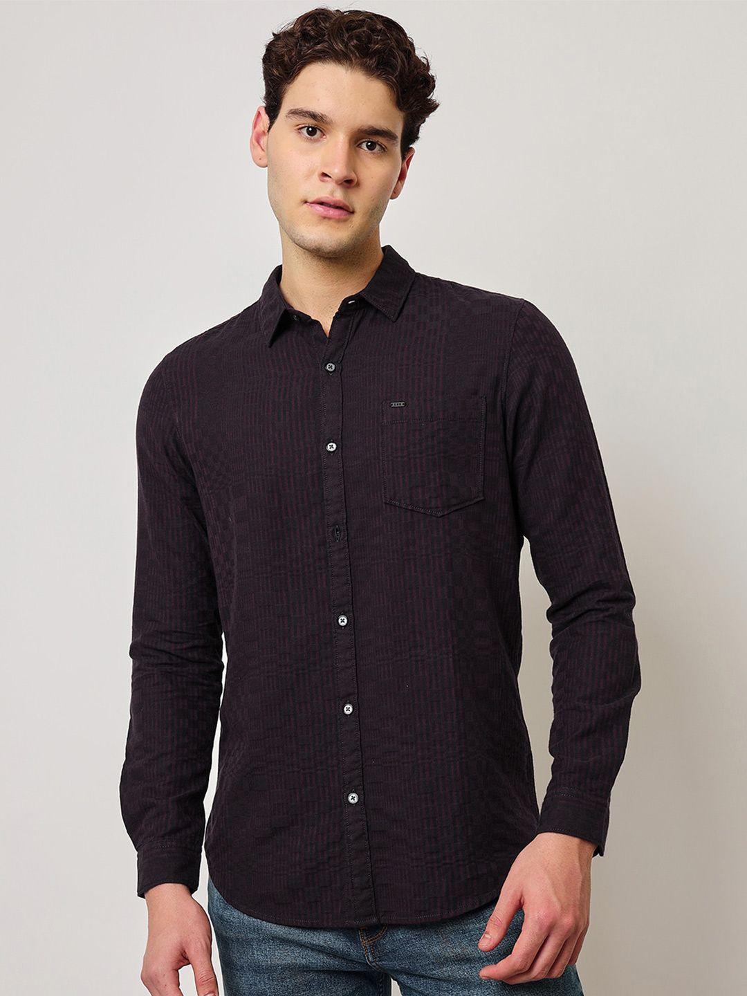 lee vertical striped slim fit cotton casual shirt