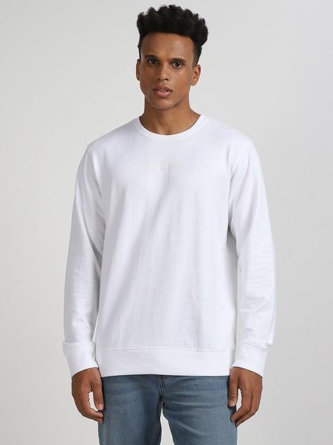 lee white cotton slim fit sweatshirt