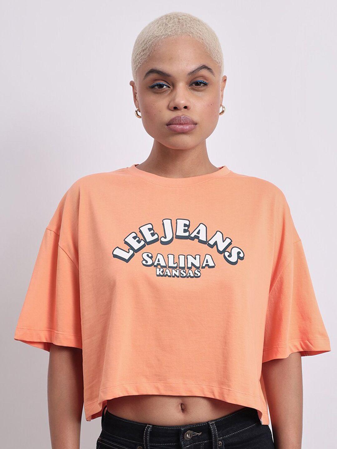 lee women orange boxy t-shirt