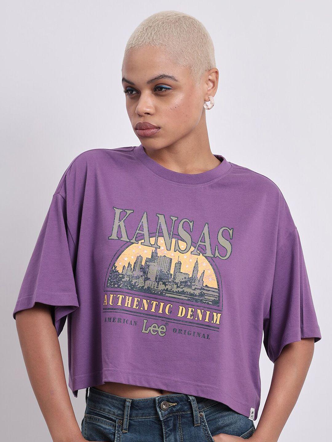 lee women purple boxy t-shirt