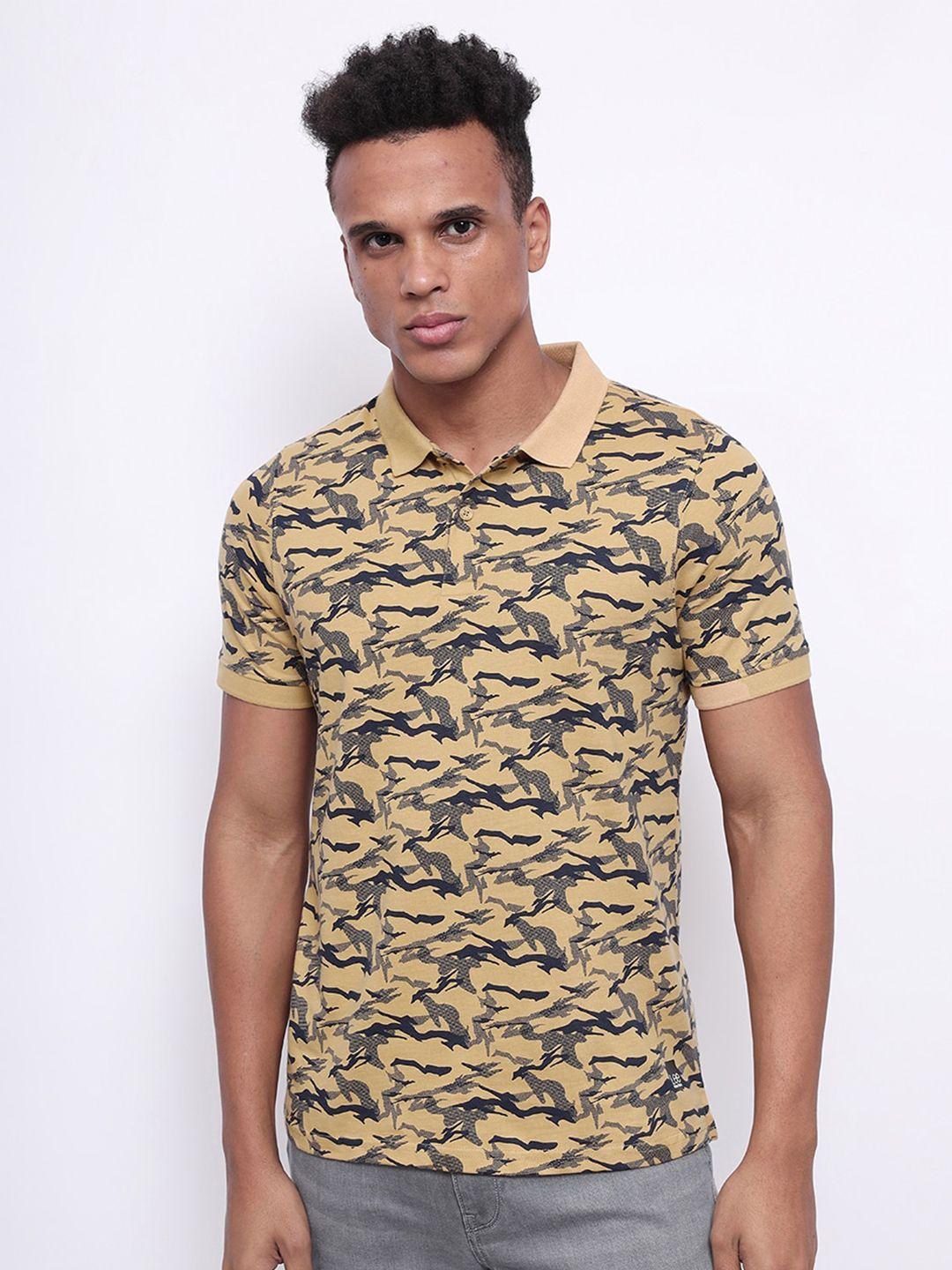 lee abstract printed polo collar cotton slim fit t-shirt