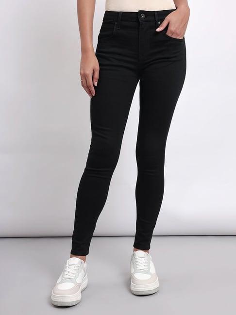 lee black skinny fit high rise jeans