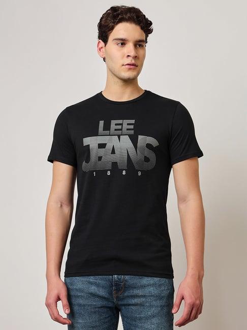 lee black slim fit graphic print crew t-shirt