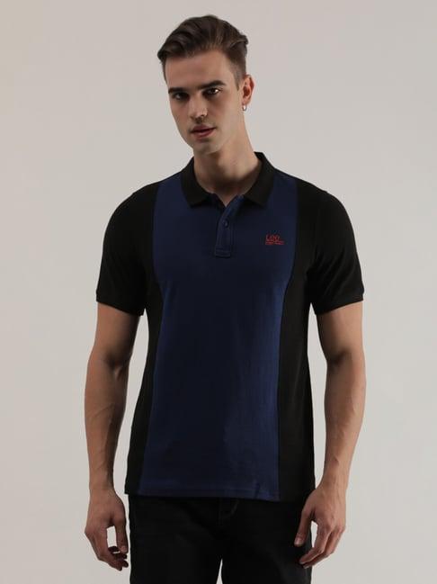 lee black slim fit polo t-shirt