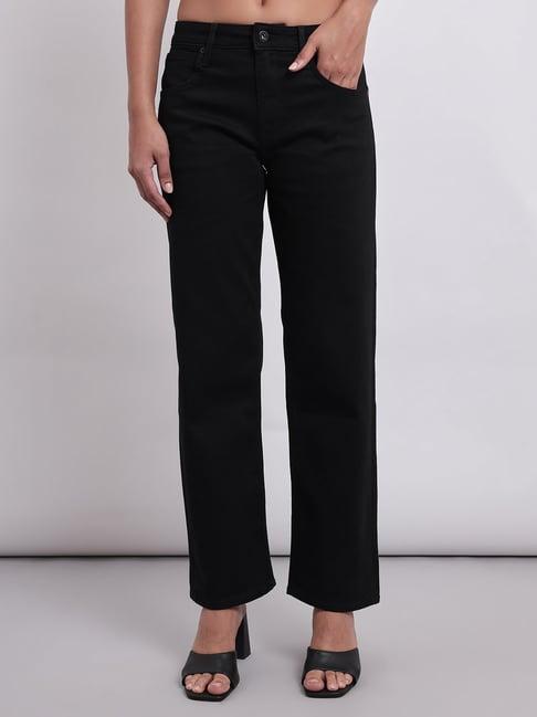 lee black straight fit high rise jeans