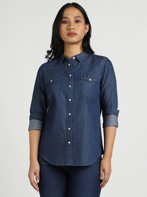 lee blue casual shirt