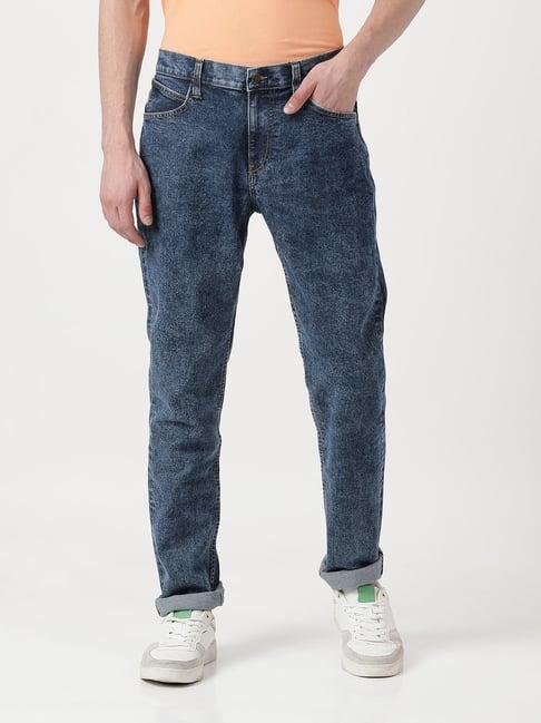lee blue cotton regular fit jeans