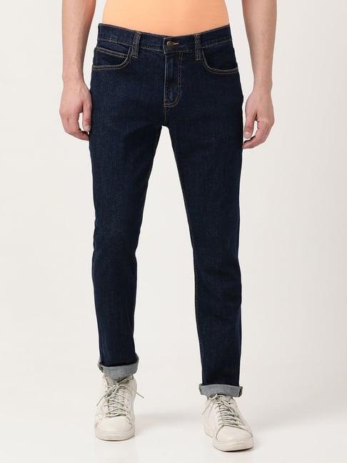 lee blue cotton slim fit jeans