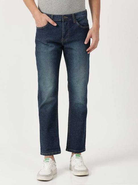 lee blue cotton slim fit jeans