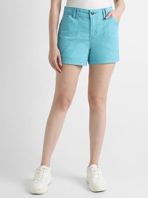 lee blue denim shorts