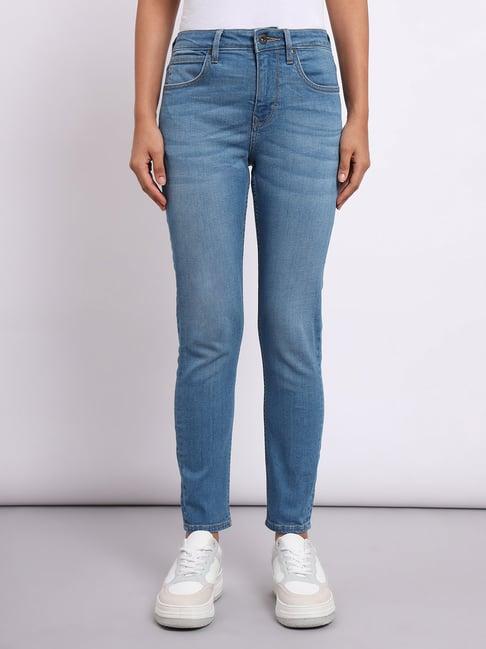 lee blue slim fit high rise jeans
