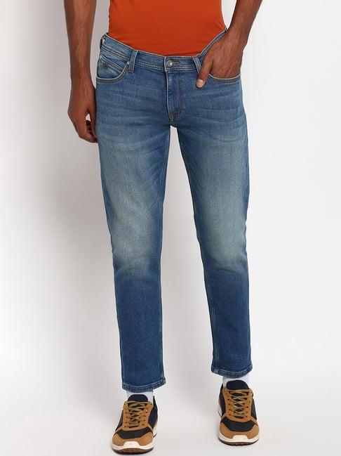 lee blue tailored fit low rise jeans