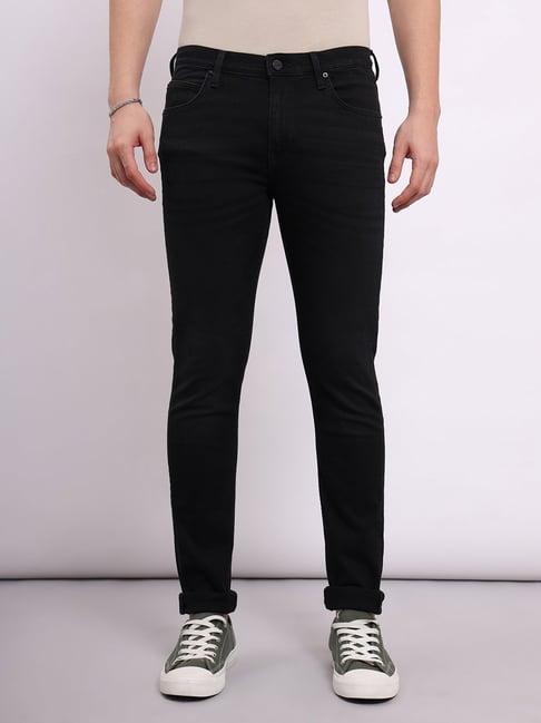 lee bruce black skinny fit lightly washed jeans