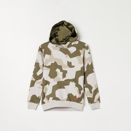 lee cooper juniors boys camouflage printed hooded sweatshirt