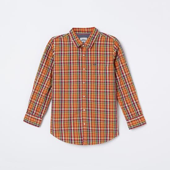 lee cooper juniors boys checkered spread collar shirt
