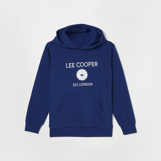 lee cooper juniors boys logo embroidered hooded sweatshirt