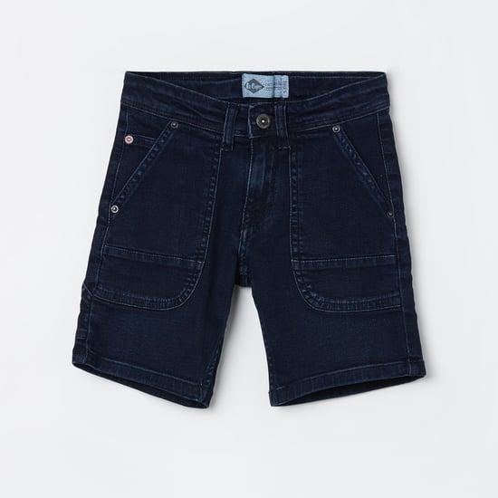 lee cooper juniors boys solid regular fit denim shorts