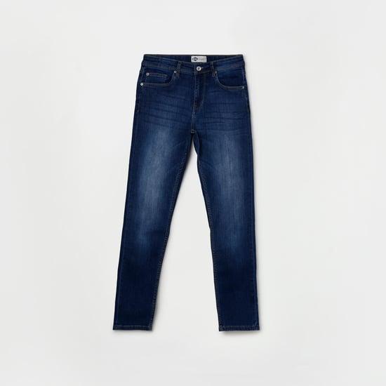 lee cooper juniors boys stonewashed full-length slim fit jeans