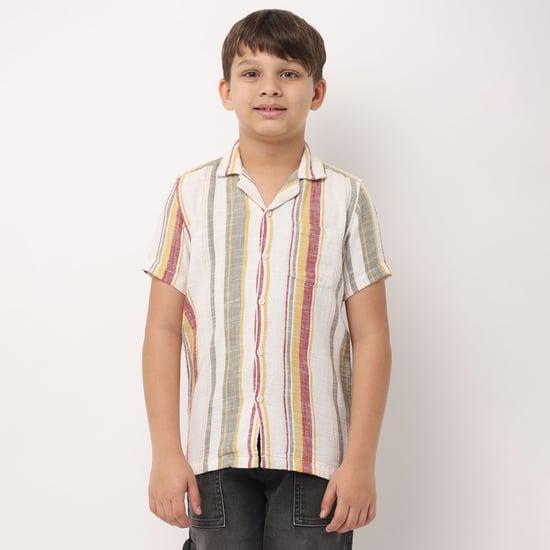 lee cooper juniors boys striped regular fit shirt