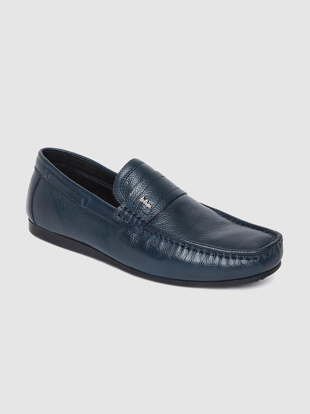 lee cooper men navy blue leather loafers