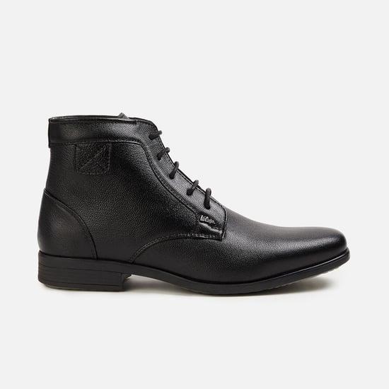 lee cooper men solid leather lace-up boots