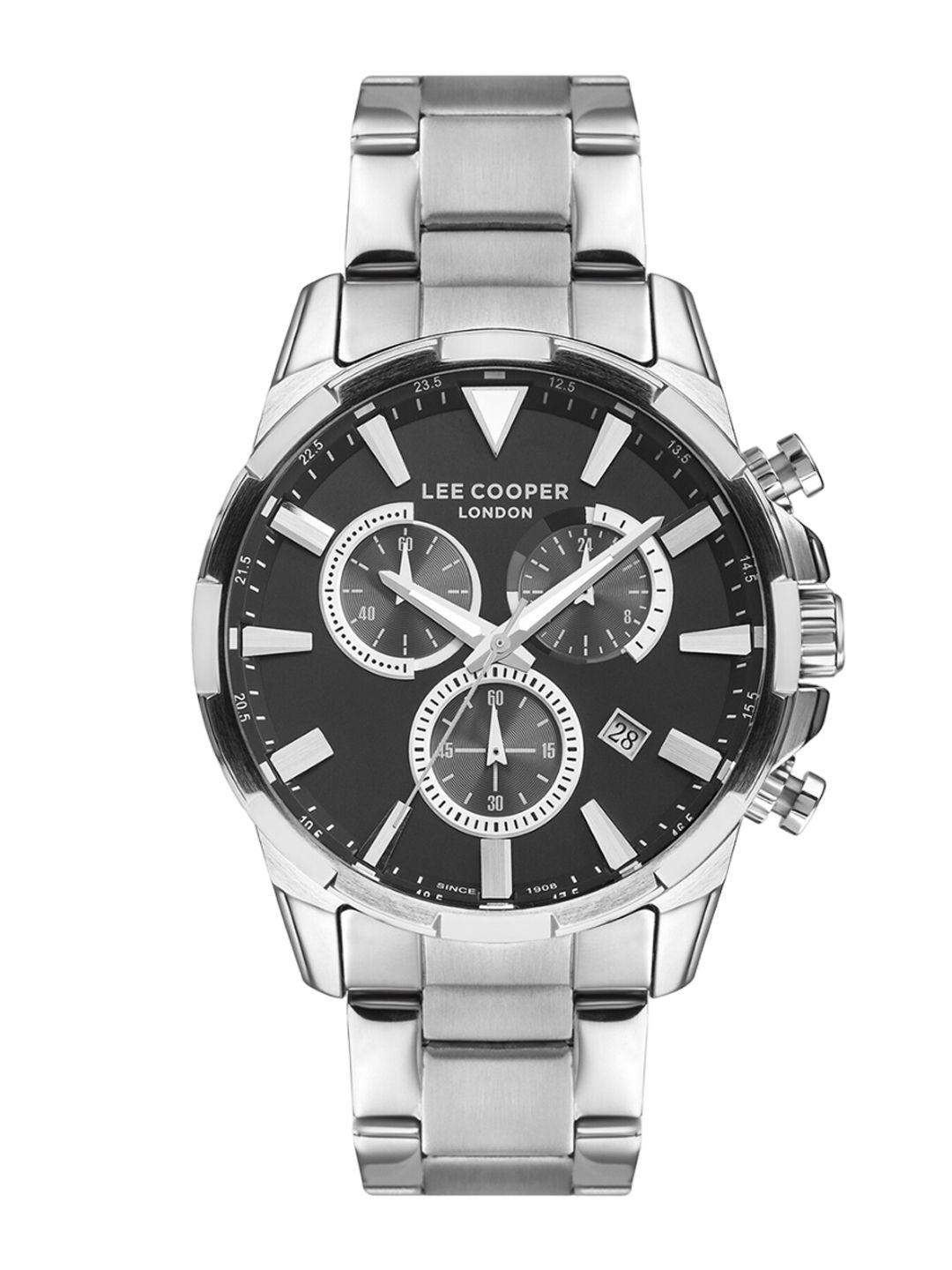 lee cooper men stainless steel bracelet style analogue chronograph watch lc07385.350