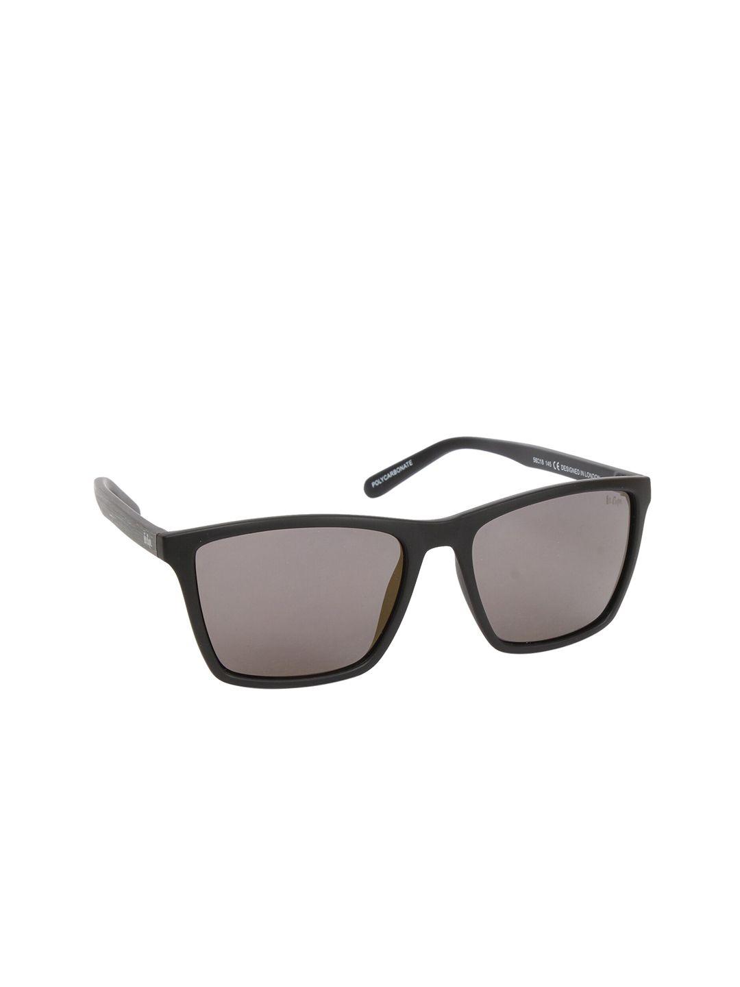 lee cooper unisex grey lens & black square sunglasses with uv protected lens lc9156ntb