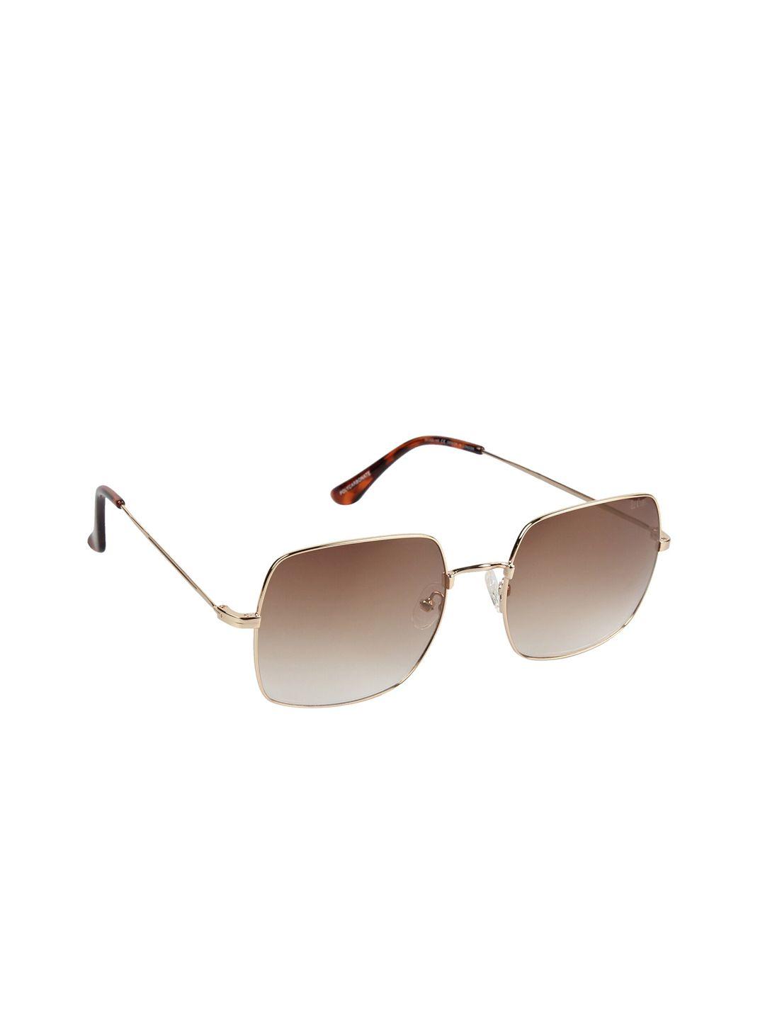 lee cooper women brown lens & gold-toned square sunglasses with uv protected lens lc9191twa