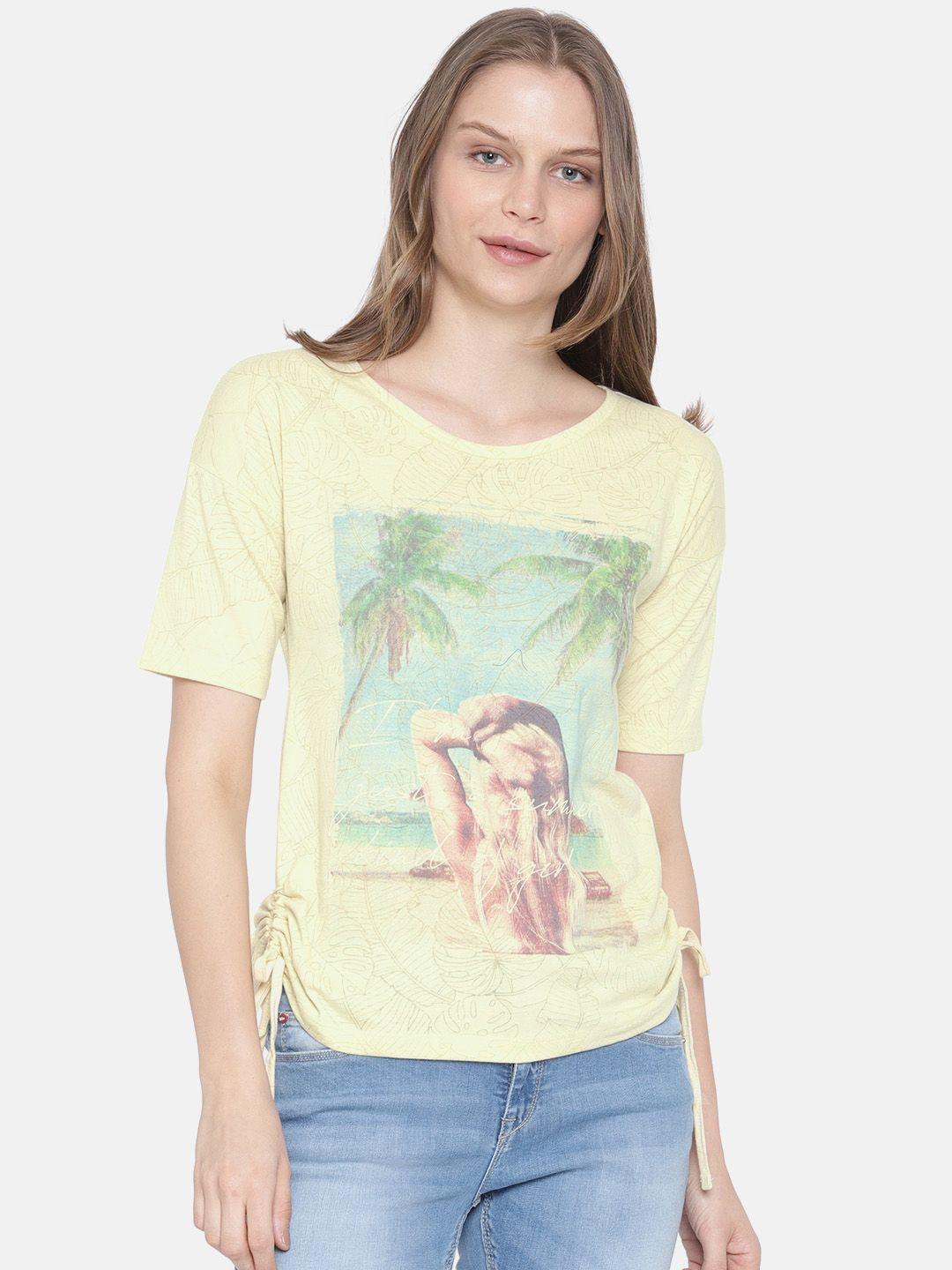 lee cooper women yellow printed top