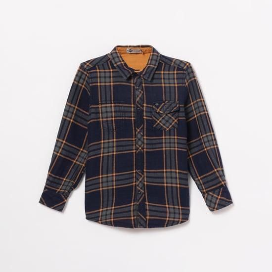lee coopers juniors boys checked and solid reversible shirt