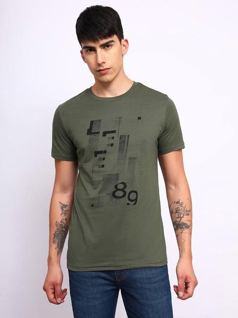 lee dark olive slim fit graphic print crew t-shirt