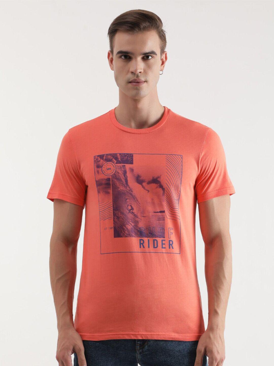 lee graphic printed cotton slim fit t-shirt