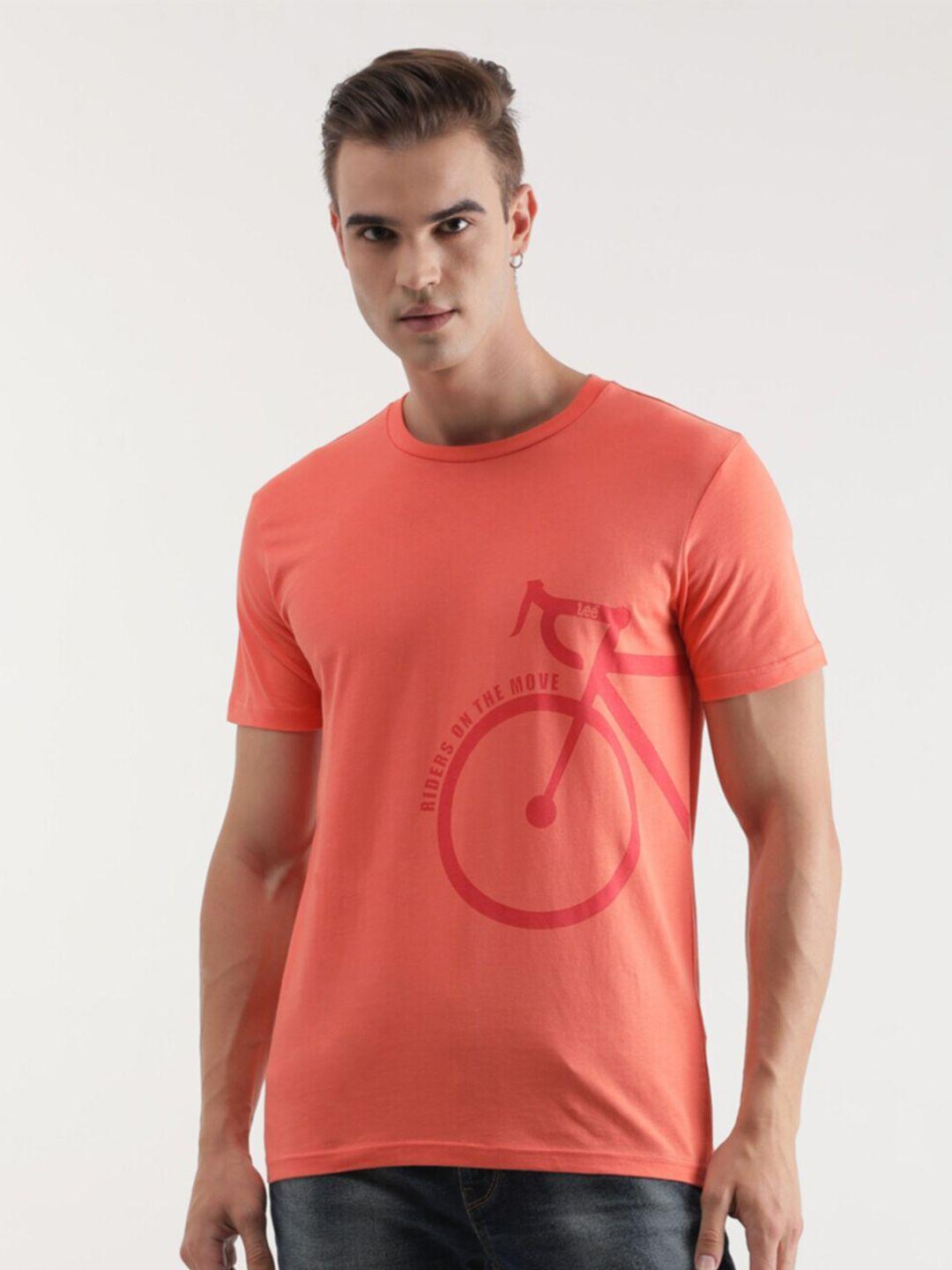 lee graphic printed cotton slim fit t-shirt