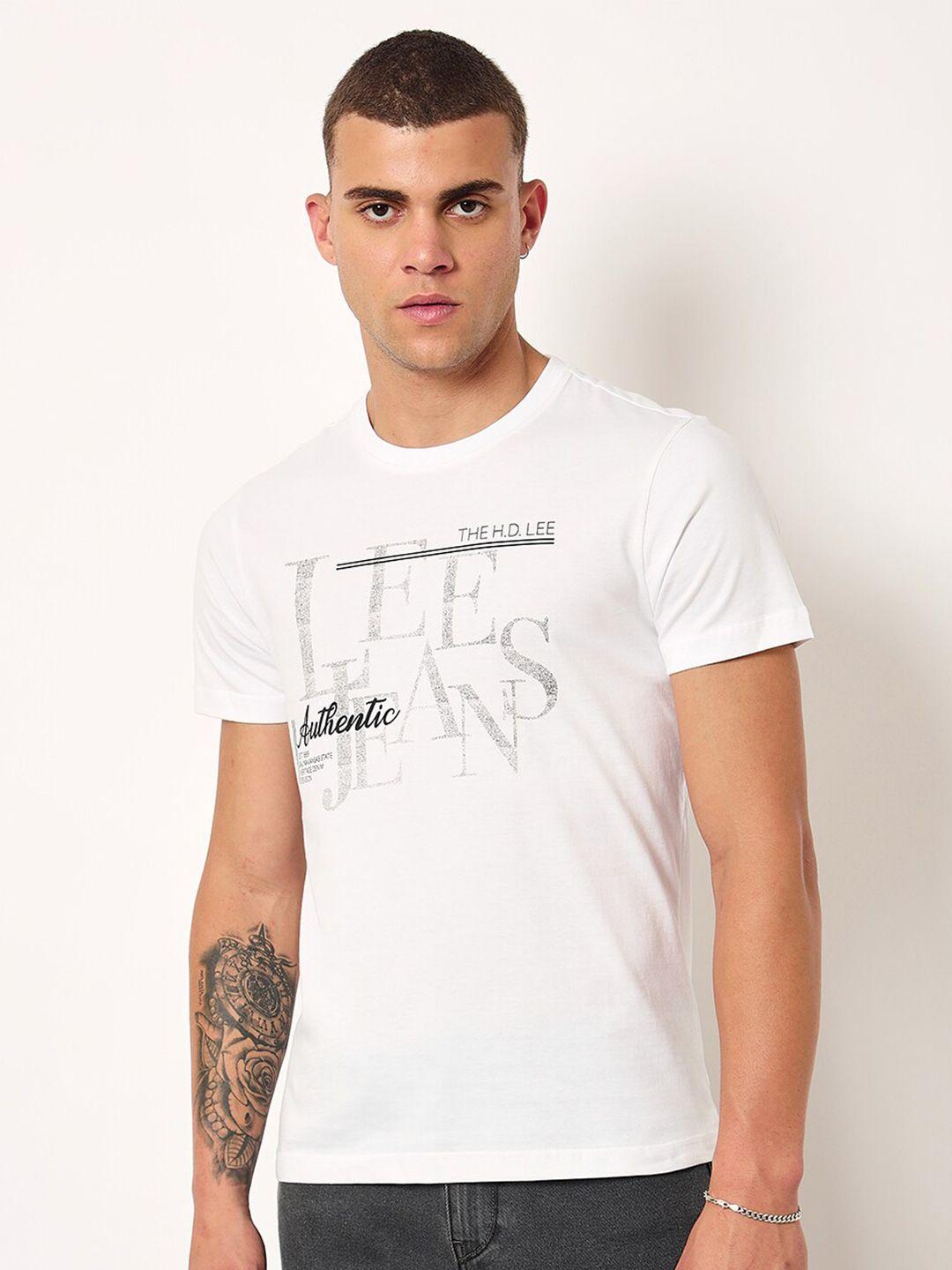 lee graphic printed cotton slim fit t-shirt