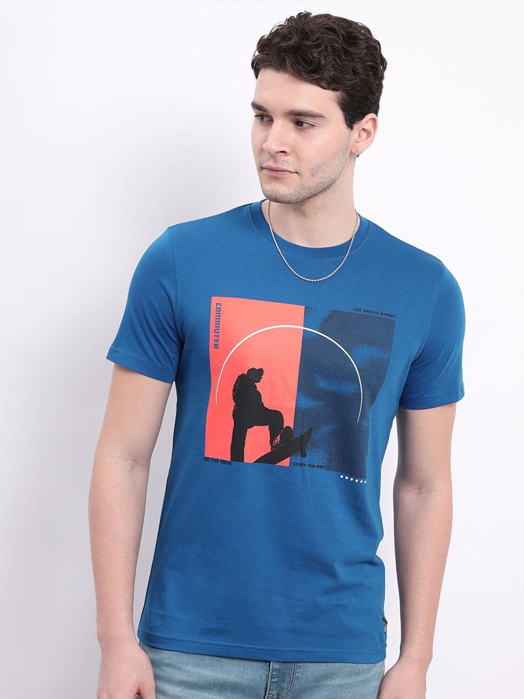 lee graphic printed pure cotton slim fit t-shirt