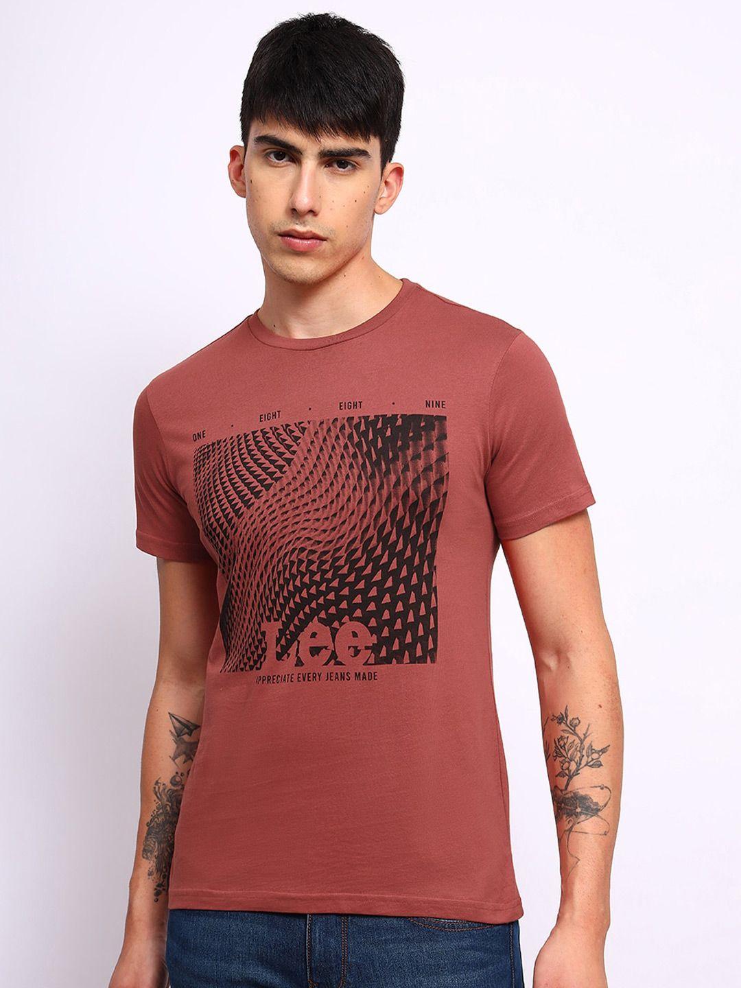 lee graphic printed round neck cotton slim fit t-shirt