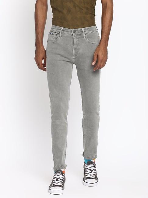 lee grey narrow fit lightly washed jeans