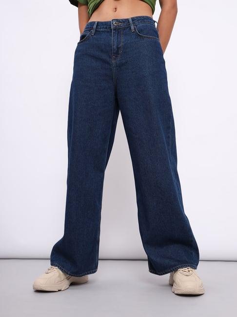 lee indigo regular fit mid rise jeans