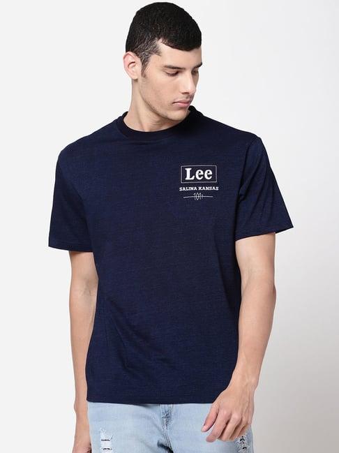 lee indigo slim fit printed t-shirt