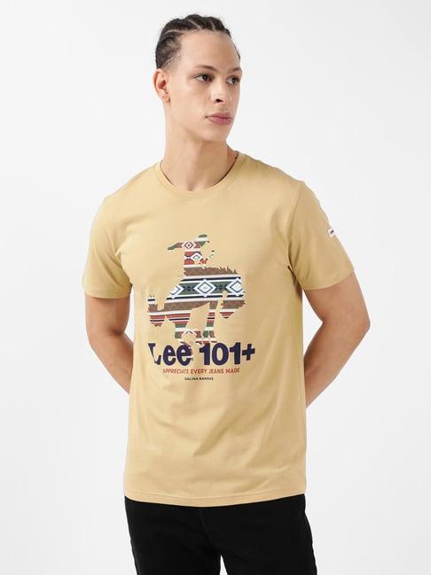 lee khaki slim fit graphic print crew t-shirt