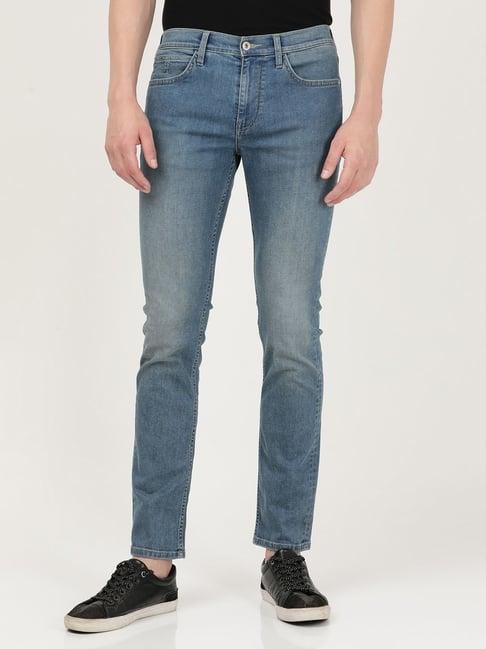 lee light indigo cotton slim fit jeans