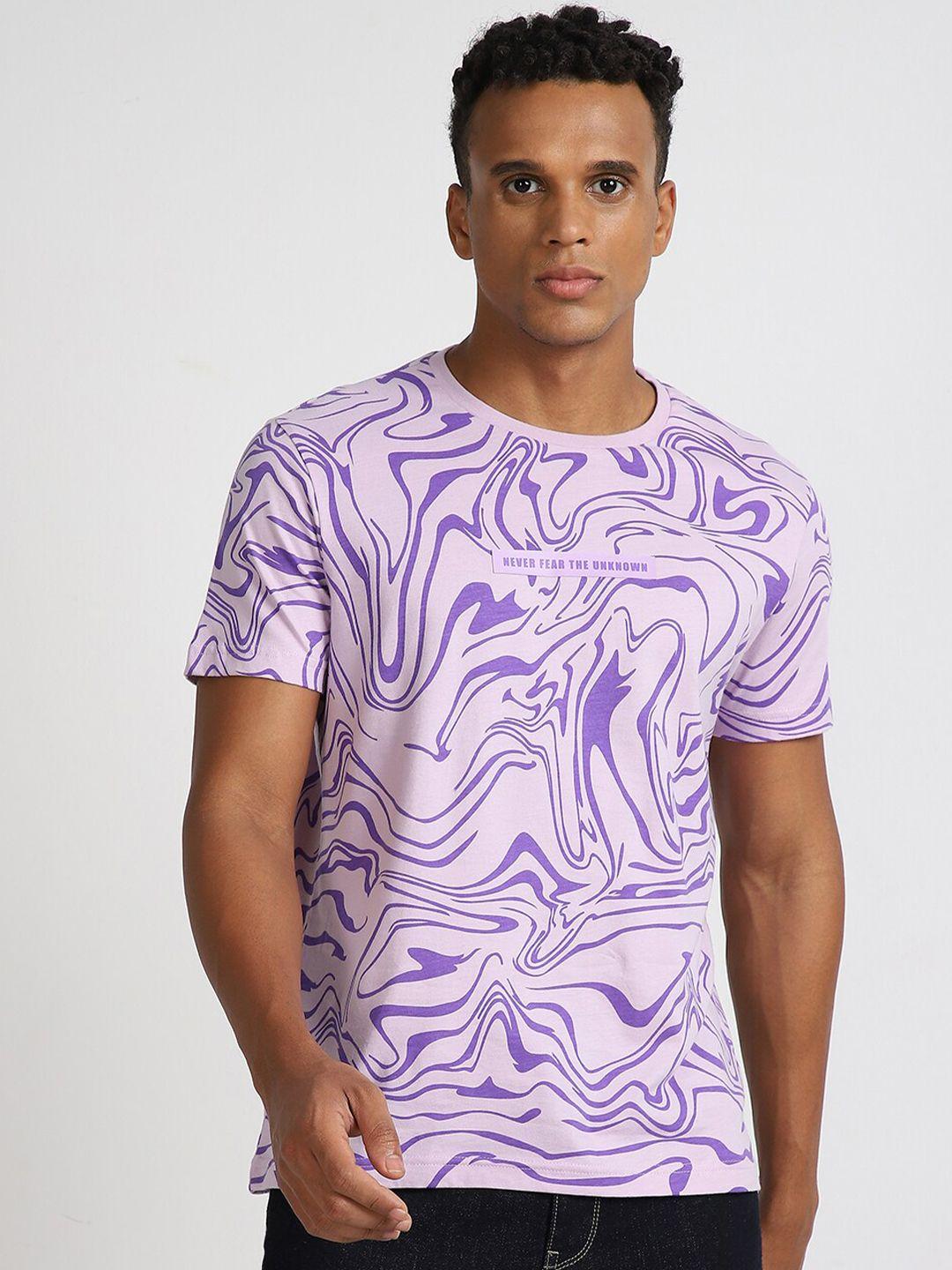 lee men abstract printed round neck cotton t-shirt