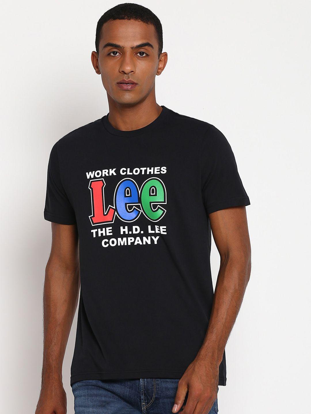 lee men black printed slim fit t-shirt