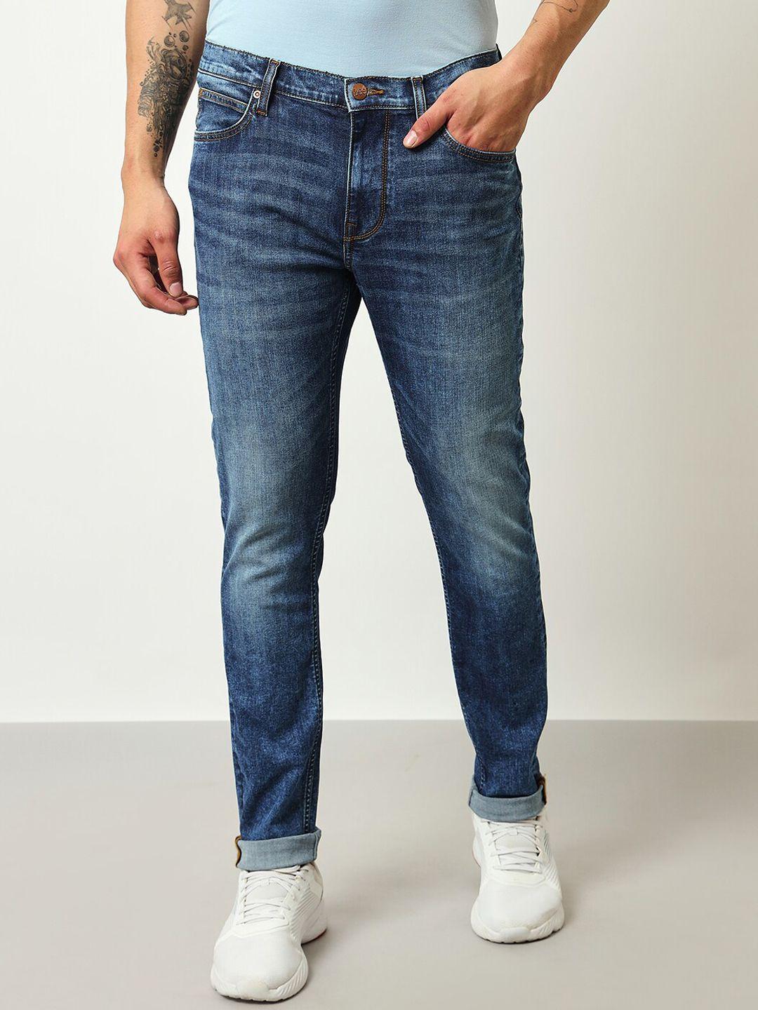 lee men bruce skinny fit light fade stretchable cotton regular jeans