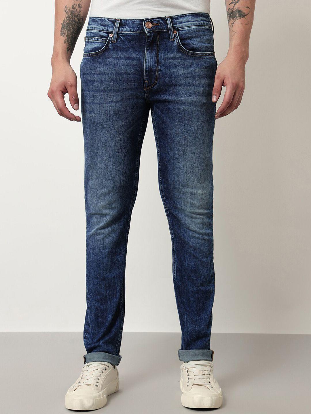 lee men bruce skinny fit light fade stretchable cotton regular jeans