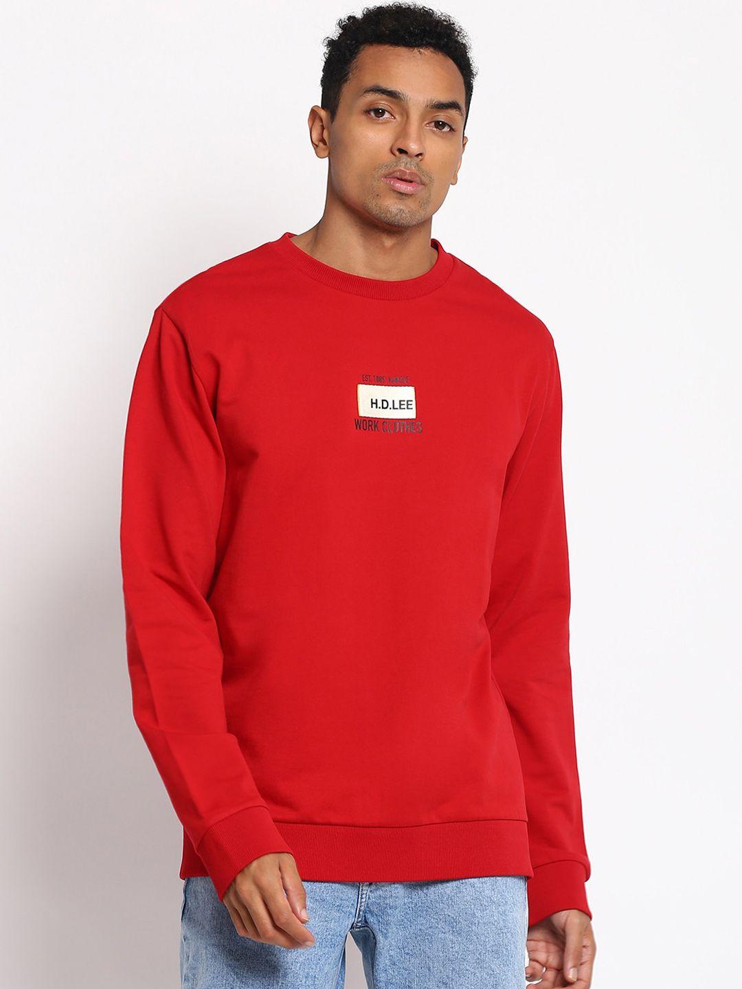 lee men red cotton sweatshirt