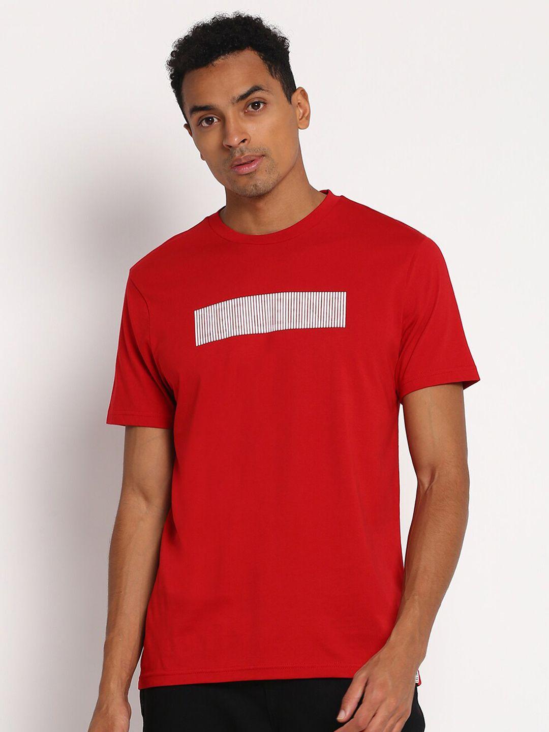 lee men red graphic printed cotton t-shirt
