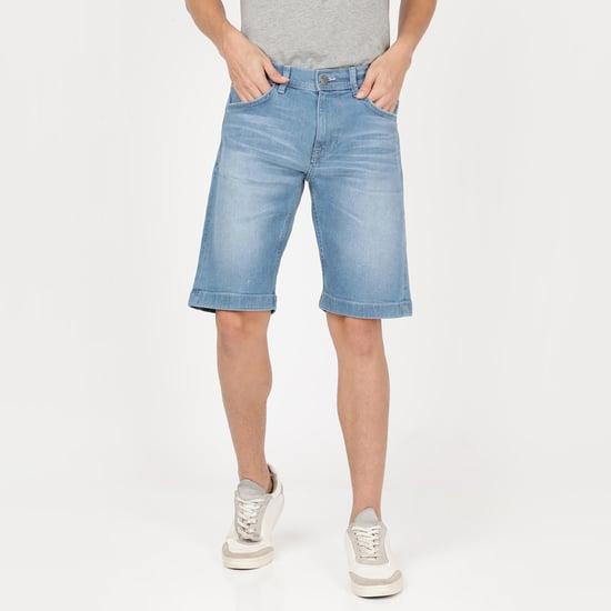 lee men solid denim casual shorts